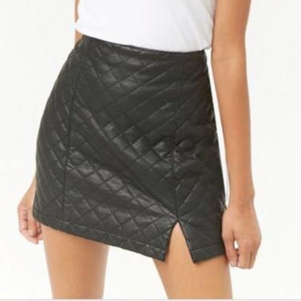 Quilted Faux Leather Skirt